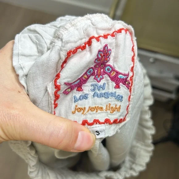 Johnny Was 100% Linen Tan Floral Embrodiered Pull on Skirt Size Small - Picture 13 of 16